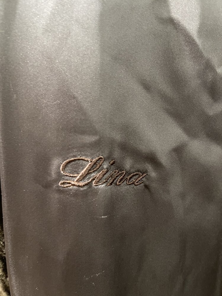 Olive-Brown Sheared Mink Long Coat with Diagonal Insets, Size XL