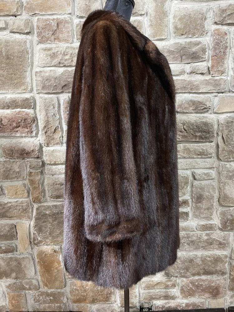 Max Gunzel Dark Ranch Mink with Notched Collar, Size M