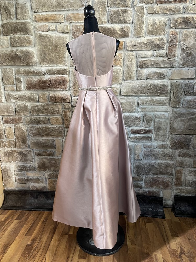 Nicole Miller Champagne Gown with Jewel Belt and Pockets, Size 2