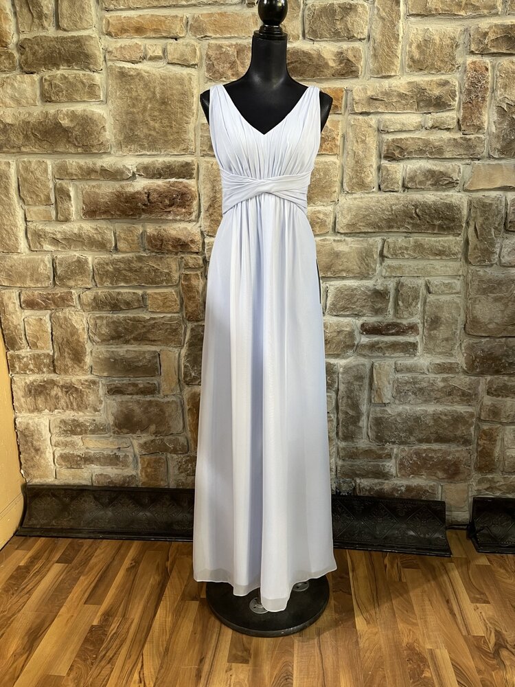 Weddington Way Sky Blue Gown with Ruched Empire Waist, Size 4