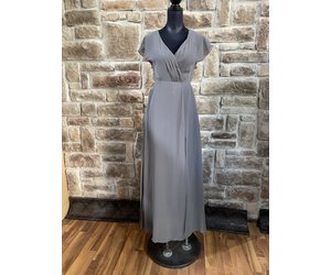 Azazie Gray Fog Chiffon A-Line Gown, Size 0 - Elements Unleashed