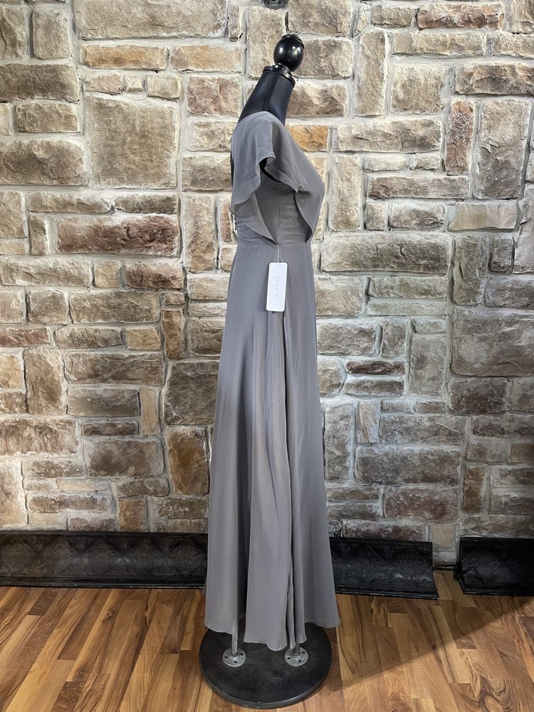 Azazie Gray Fog Chiffon A-Line Gown, Size 0