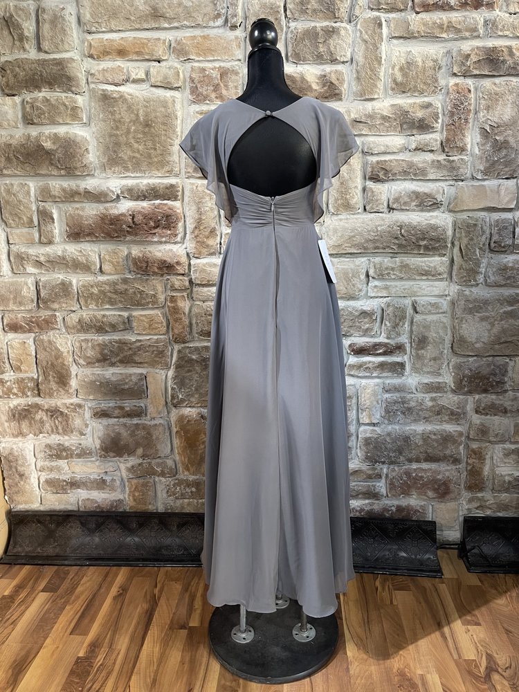 Azazie Gray Fog Chiffon A-Line Gown, Size 0