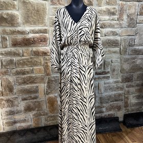 INC Zebra Print V-Neck Dress with Pockets, Size XXL