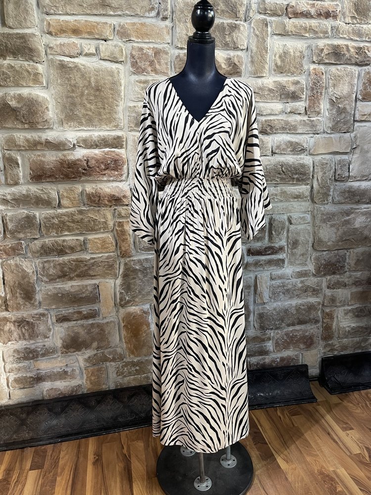 INC Zebra Print V-Neck Dress with Pockets, Size XXL