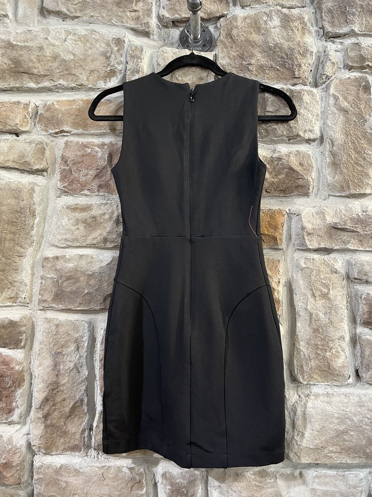 Bebe Black Criss Cross Front Stretch Bodycon Dress, Size XXS