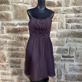 Alfred Angelo Purple Tulle Overlay Dress with Embroidered Flower Trim, Size 12