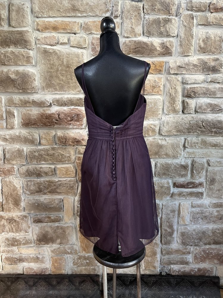 Alfred Angelo Purple Tulle Overlay Dress with Embroidered Flower Trim, Size 12