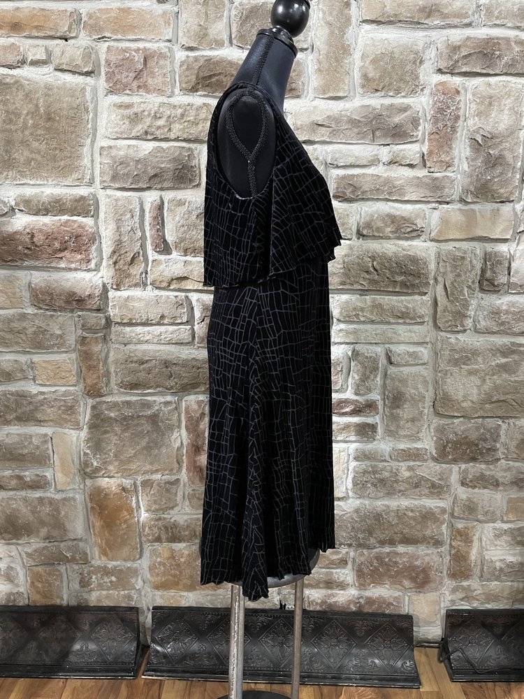 Halston Black Velvet with Burn-out Print, Size 8