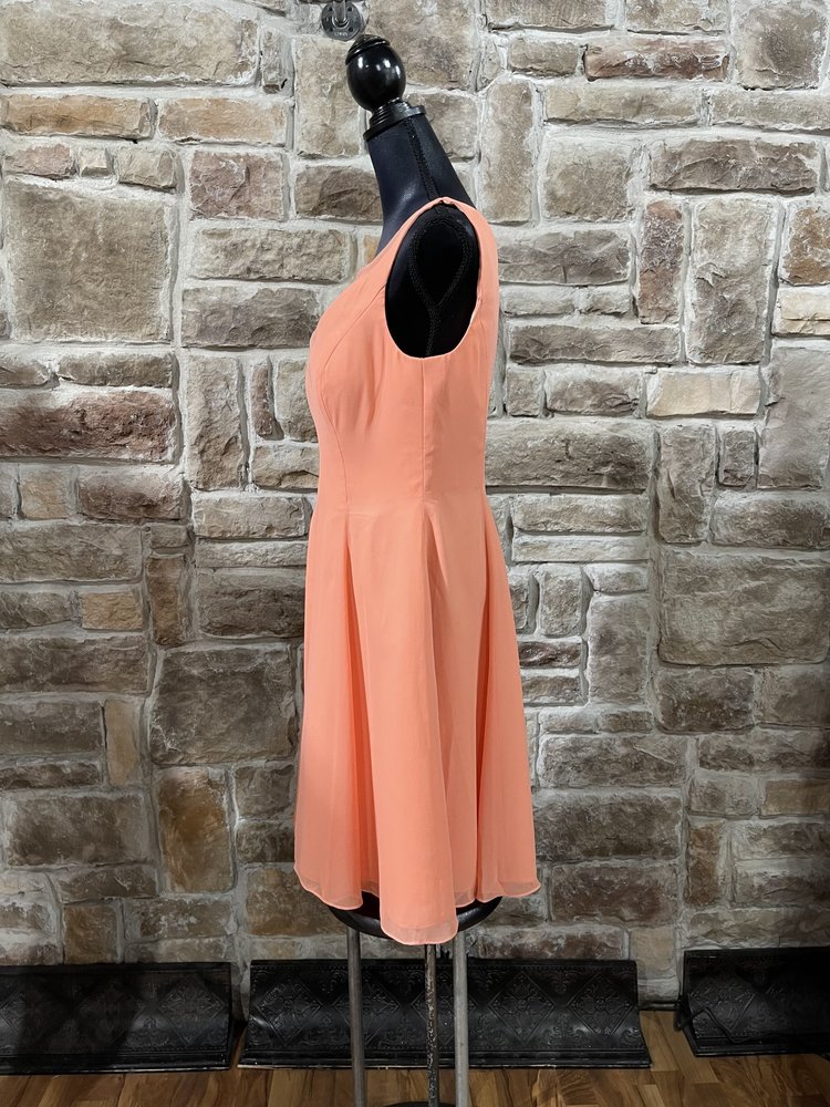 Azazie Peach Chiffon Sleeveless Dress, Size 12