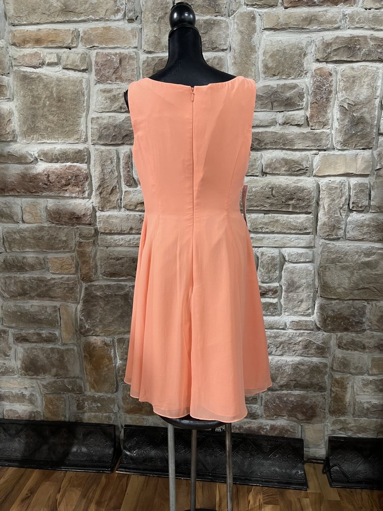 Azazie Peach Chiffon Sleeveless Dress, Size 12
