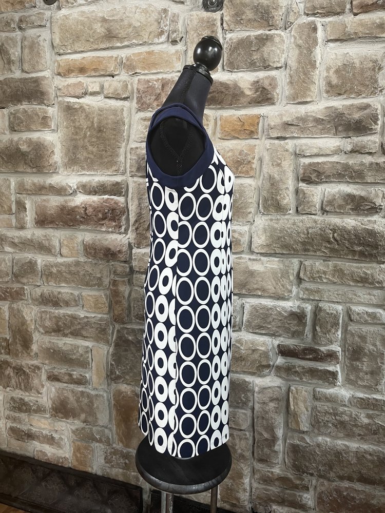 I Le Navy and White Circle Print Dress, Size 6