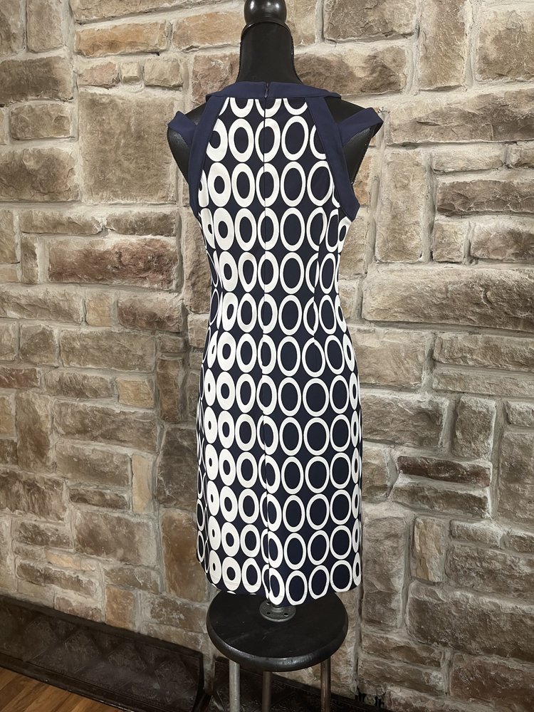 I Le Navy and White Circle Print Dress, Size 6