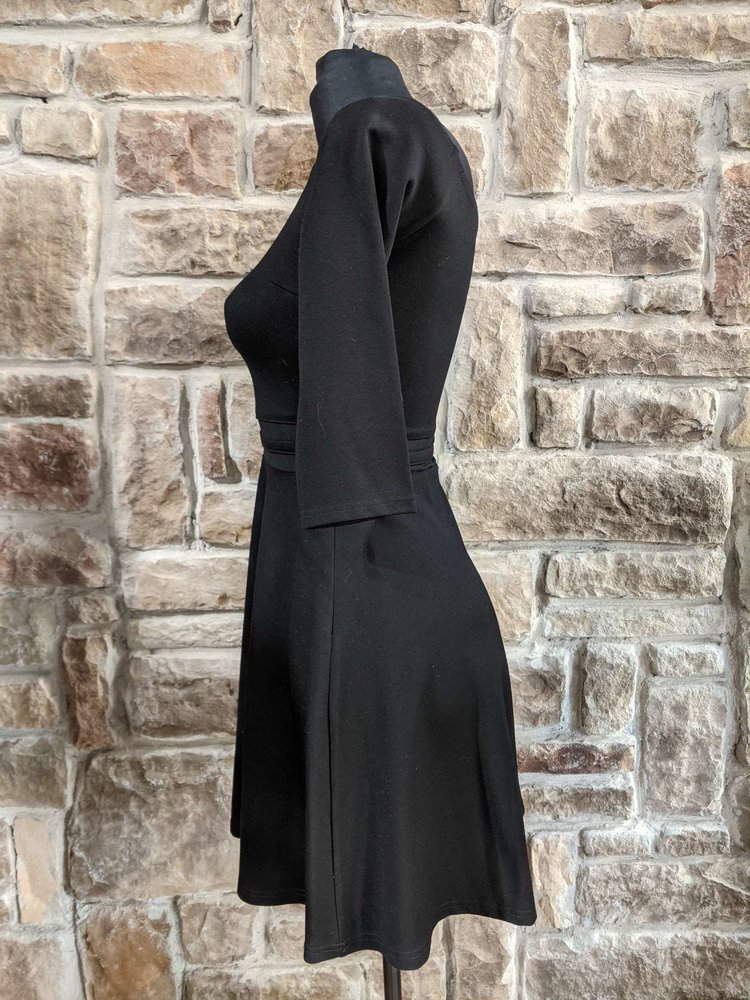 Lulus Black A-Line Dress with Illusion Waist, Size M