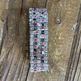 Pink and White Rhinestone Stretch Megan Bracelet