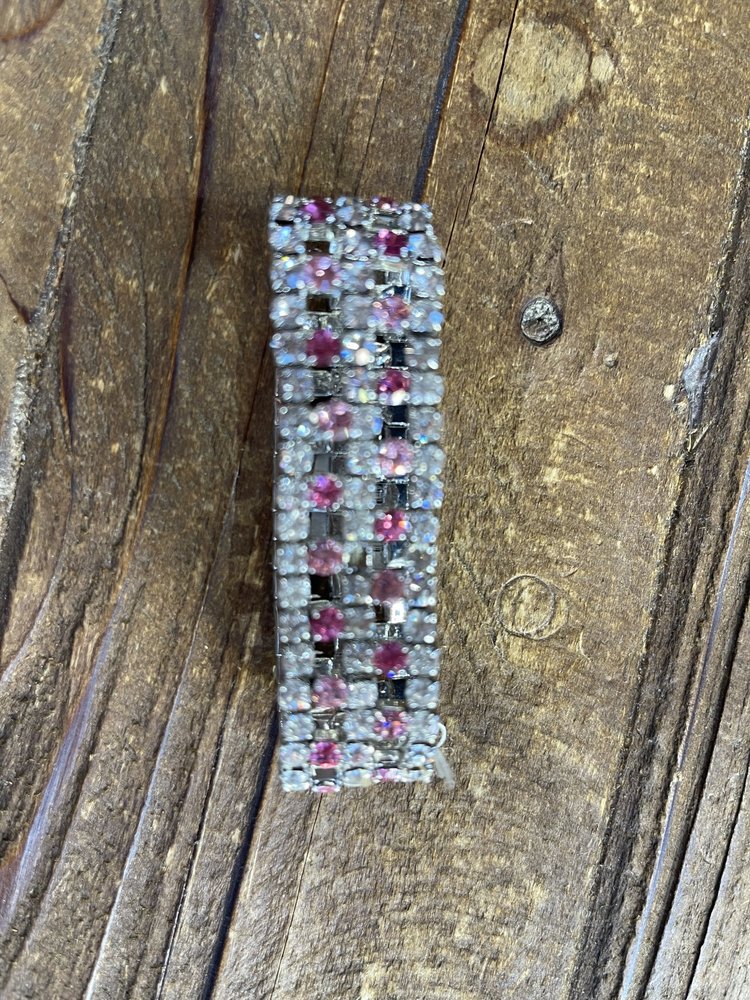 Pink and White Rhinestone Stretch Megan Bracelet