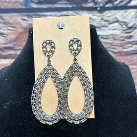 Large Gunmetal Webbed Teardrop Earrings