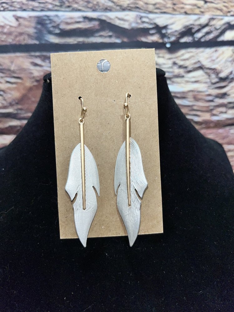 Two-Toned Silver w/ Gold Feather Earrings