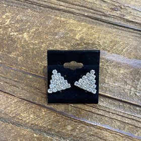 Silver Triangle Tricia Rhinestone Earrings