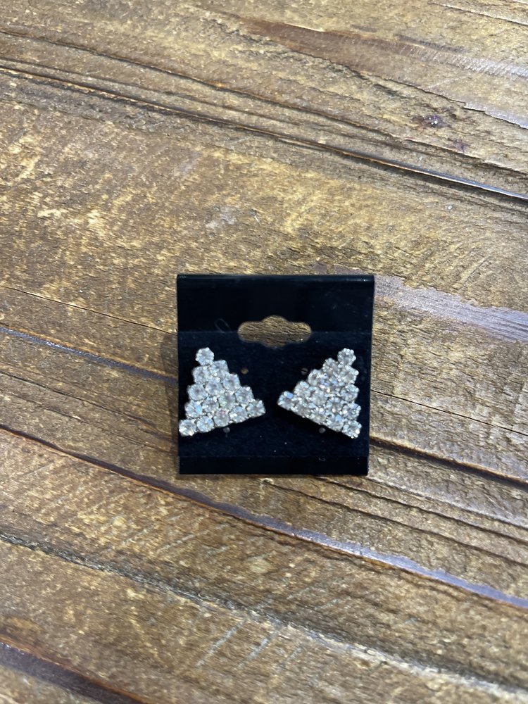 Silver Triangle Tricia Rhinestone Earrings