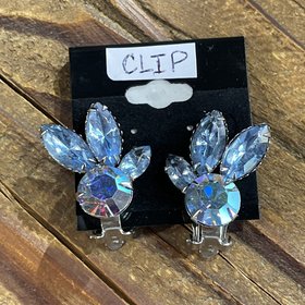 Blue Peyton Beaded Clip Earrings