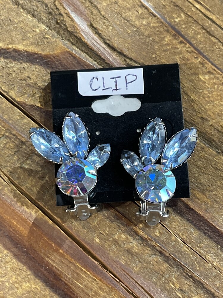 Blue Peyton Beaded Clip Earrings