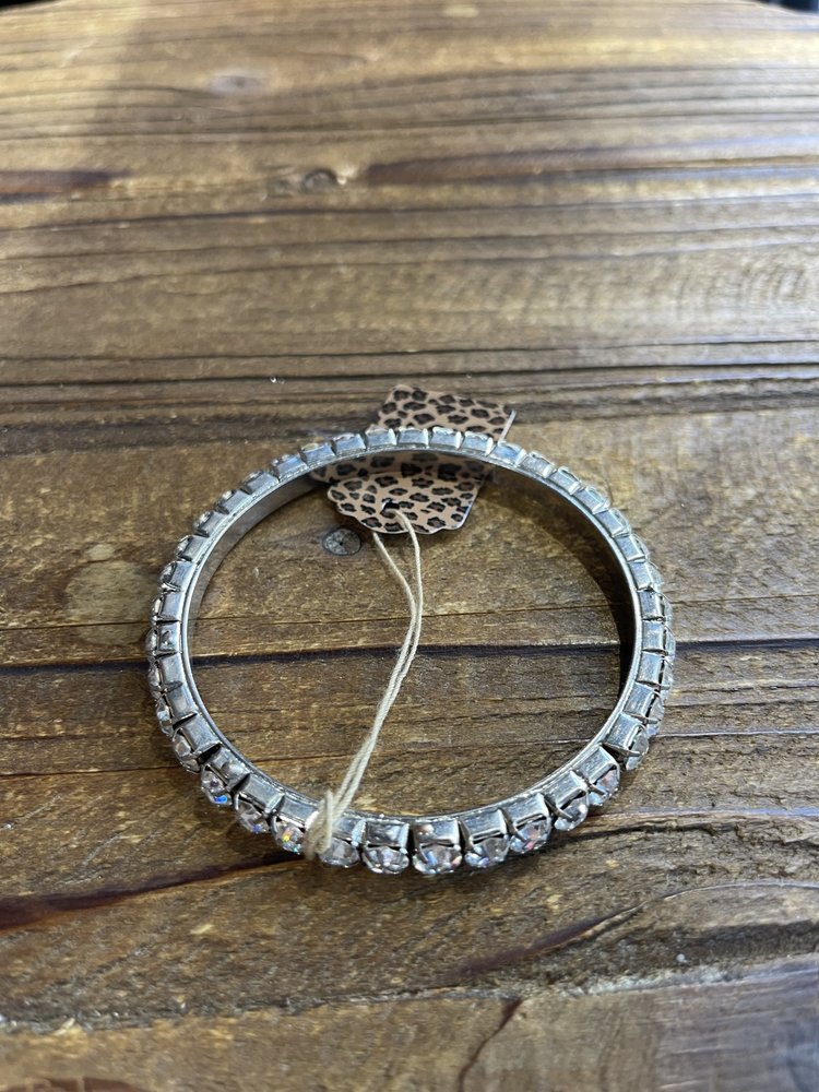 Silver Rhinestone Bangle Bracelet