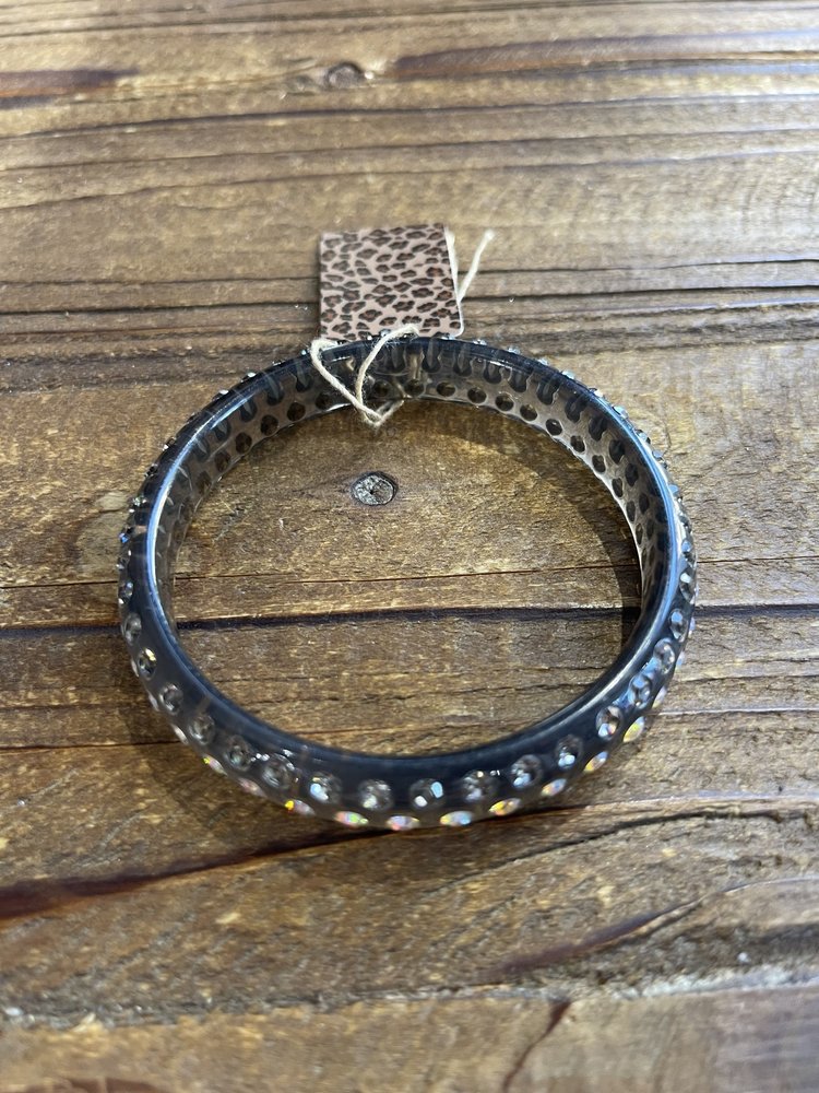 Silver Rhinestone Bangle Acrylic Bracelet