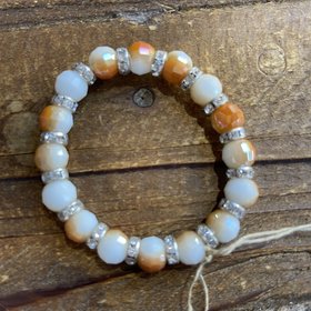 Orange and White Stretch Bracelet