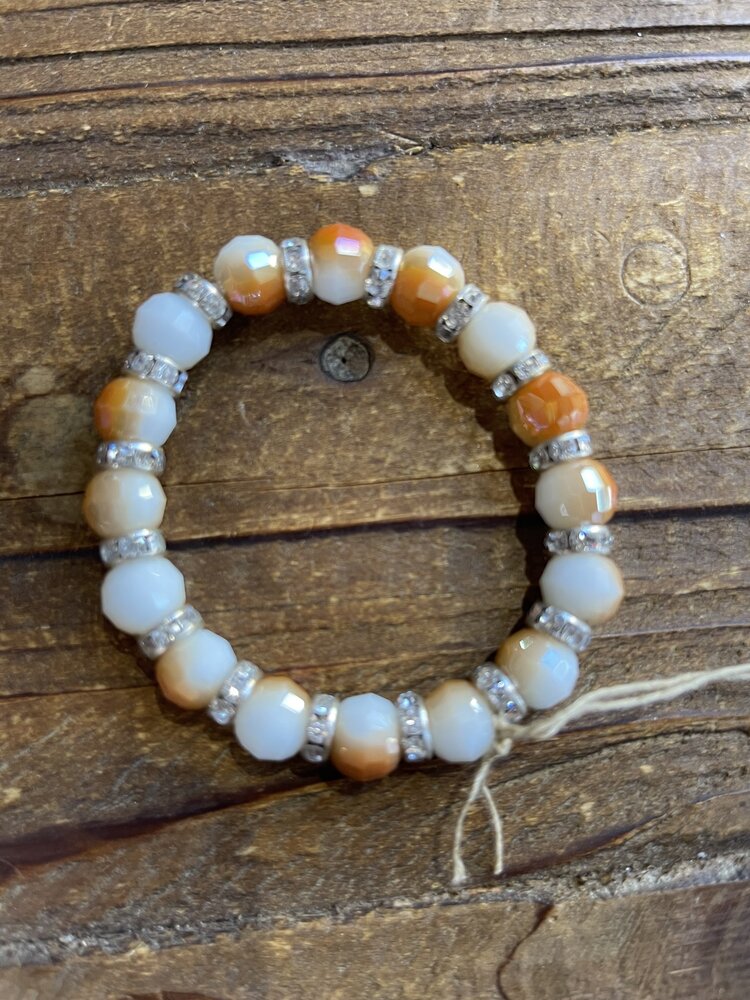 Orange and White Stretch Bracelet