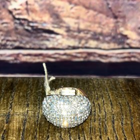 Gold Round Rhinestoned Versatile Stretch Ring, OS