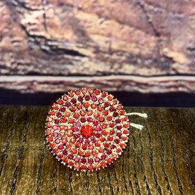 Gold and Red Circular Versatile Stretch Ring, OS