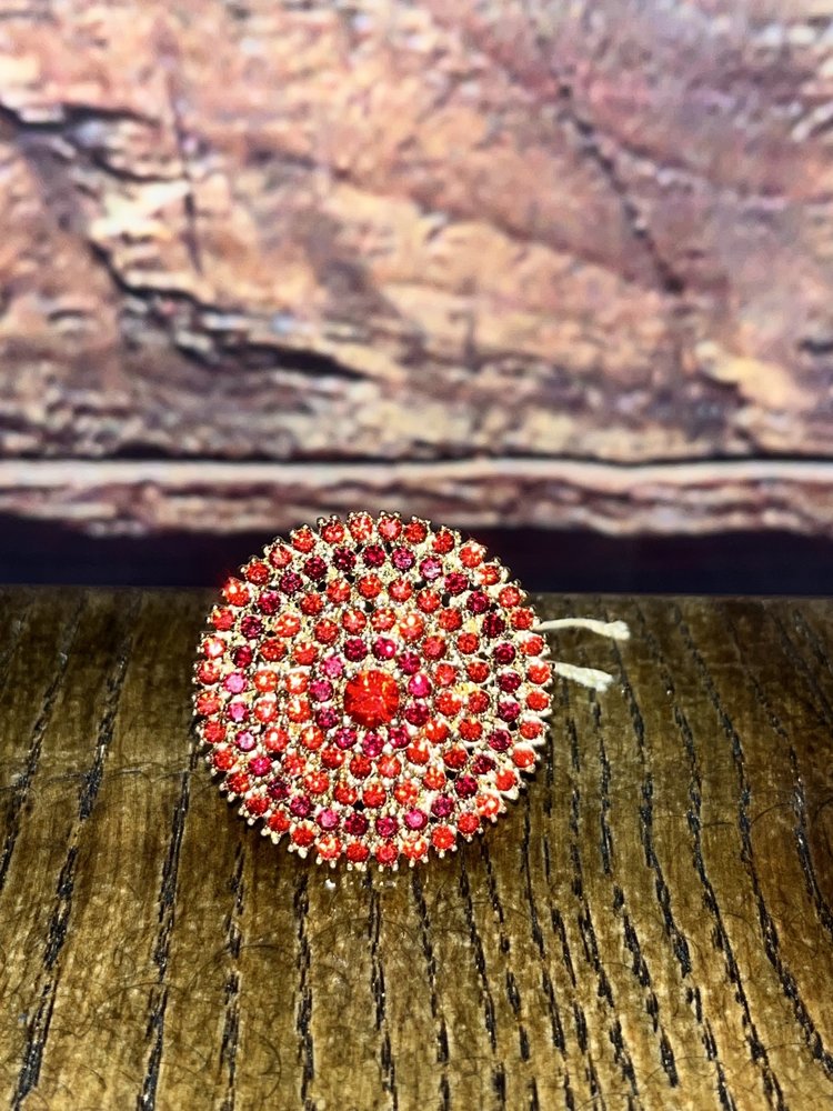 Gold and Red Circular Versatile Stretch Ring, OS