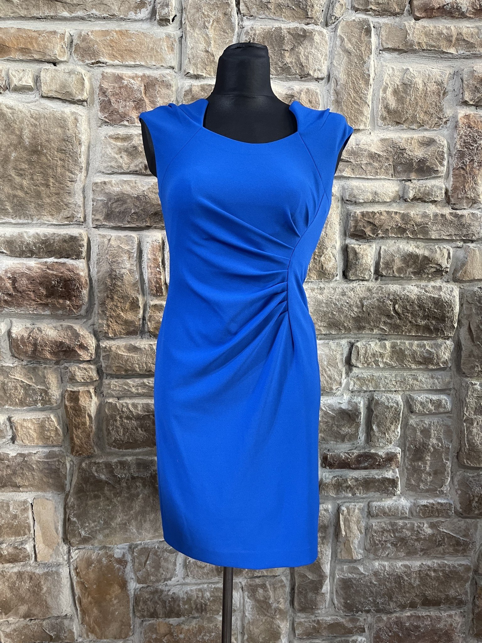Royal Blue Crepe Ruched Dress, Size 4 - Elements Unleashed