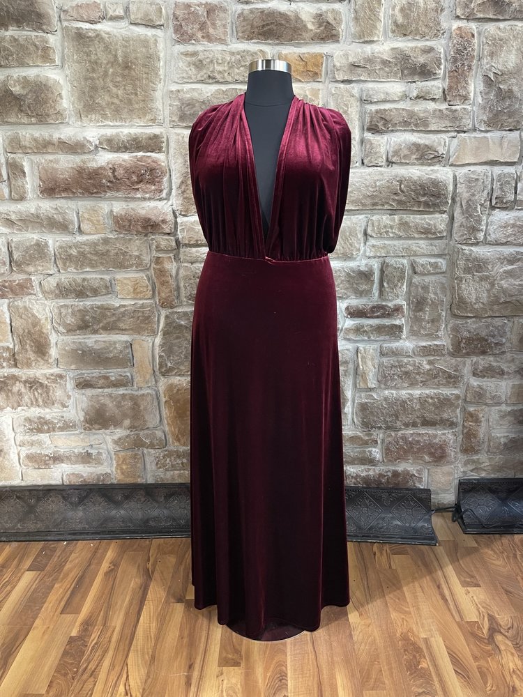 Revelry Burgundy Velvet Convertible Gown, Size 5XL