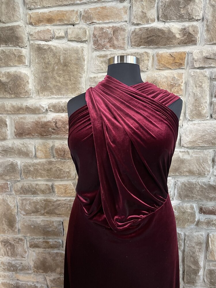 Revelry Burgundy Micah Convertible Velvet Dress, Size 5XL