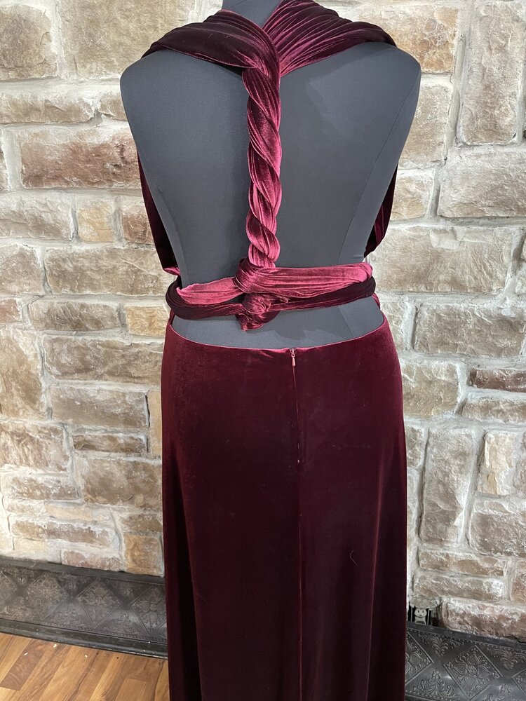 Revelry Burgundy Velvet Convertible Gown, Size 5XL
