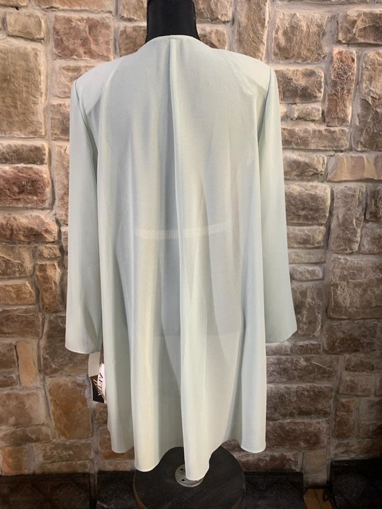 After Dark Green Sage Sheer Jacket, Size 10