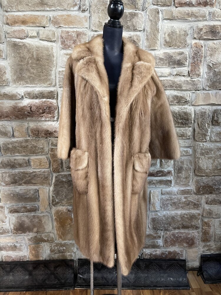 Louis Berman & Co. Autumn Haze Mink w/ Extensive Patch Pockets Full Length Coat, Size S