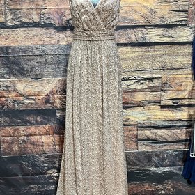 Davids Bridal Rose Empire Waist Sequin Gown, Size 10