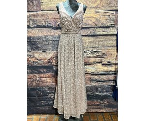 slim fit dress slacks David's Bridal Gold Metallic Taupe Lace and Mesh Long Strapless Dress   Sonderleigh