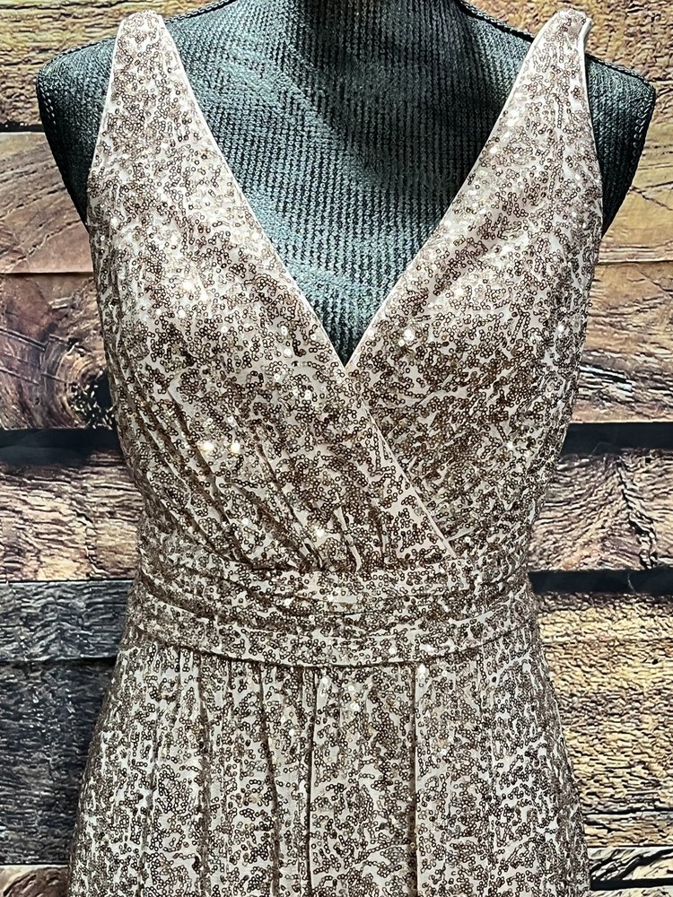 Davids Bridal Rose Empire Waist Sequin Gown, Size 10