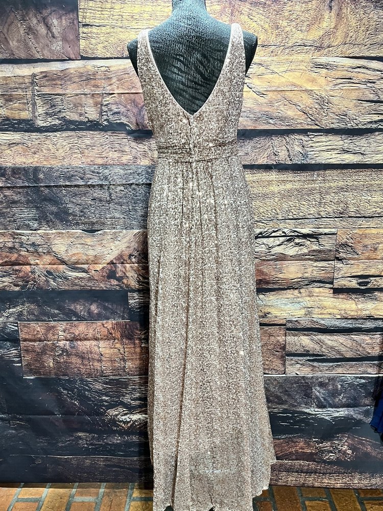 Davids Bridal Rose Empire Waist Sequin Gown, Size 10