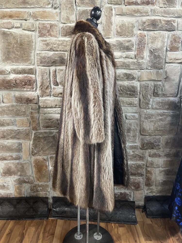 North American Raccoon Long Coat, Size  L
