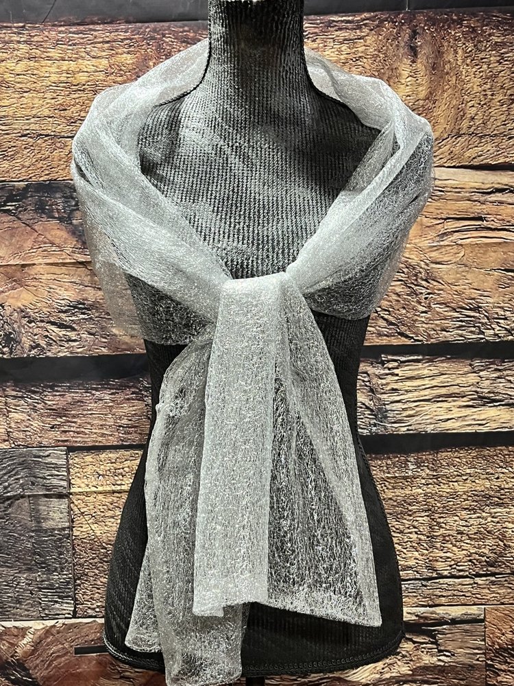 Silver Sheer Shimmery Scarf, 69" inches