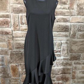 Calvin Klein Black Sheath Ruffle Dress, Size 12