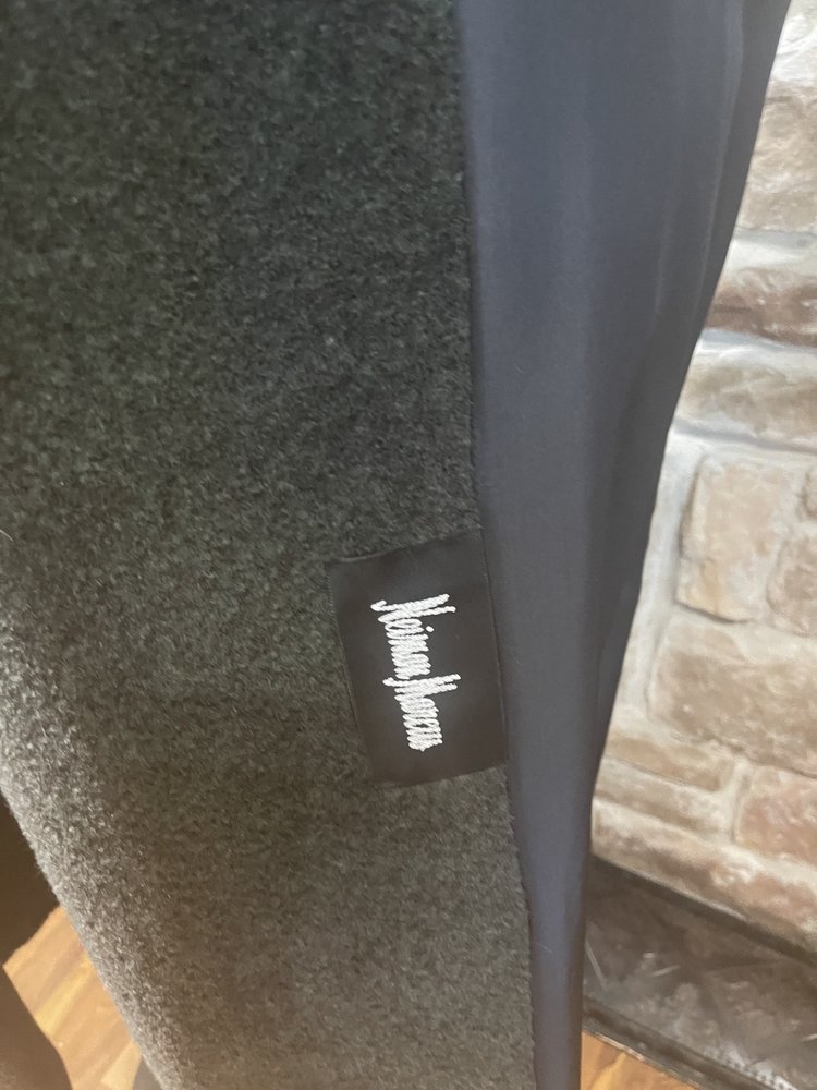 Louis Dell 'Olio Dark Forest Green Wool Coat with Mink Trim, Size 10