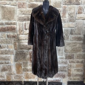 Leo Diutsh Dark Ranch Mink 3/4 Length Coat, Size M