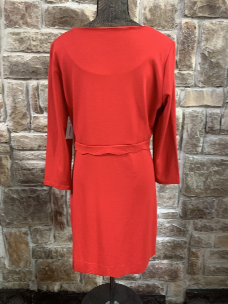 Tahari Red Jersey Long Sleeve Dress, Size 14
