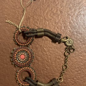 Bronze and Orange Three Medallions Bracelet